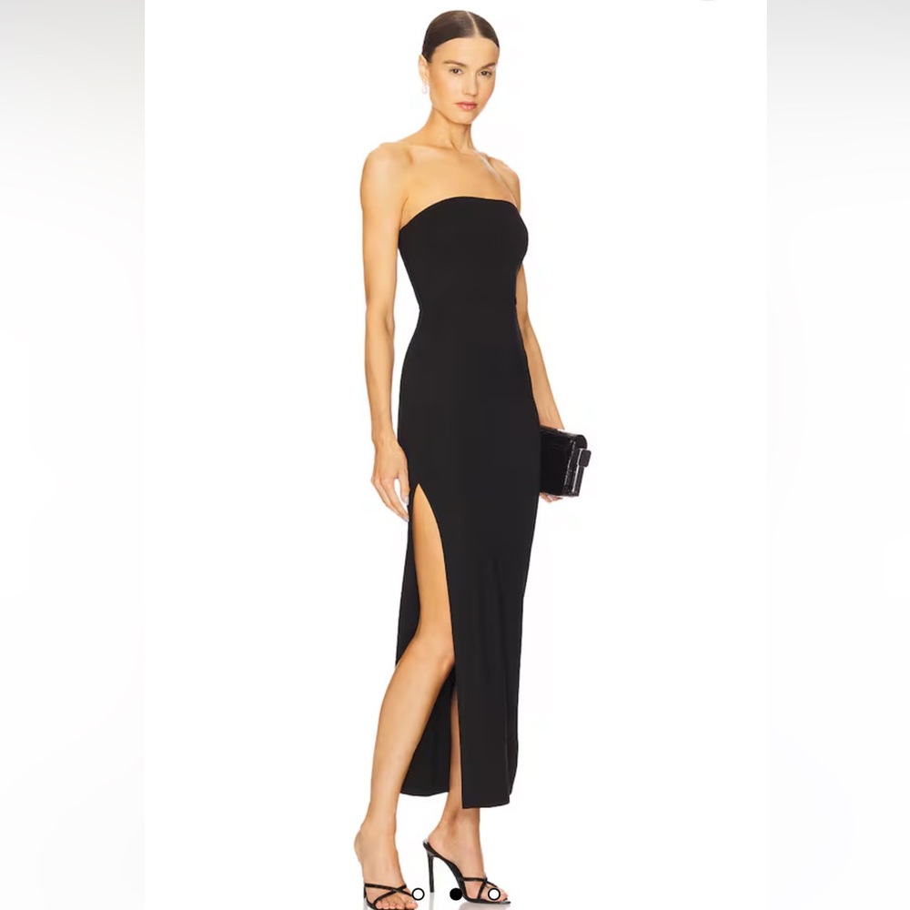 REVOLVE Black Strapless Maxi Dress with Side Slit